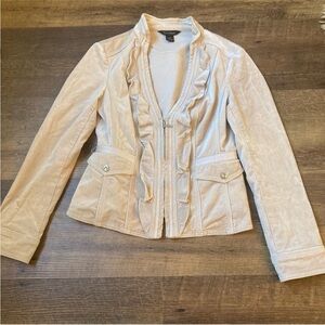 White House Black Market Velvet Tan Zip Blazer
